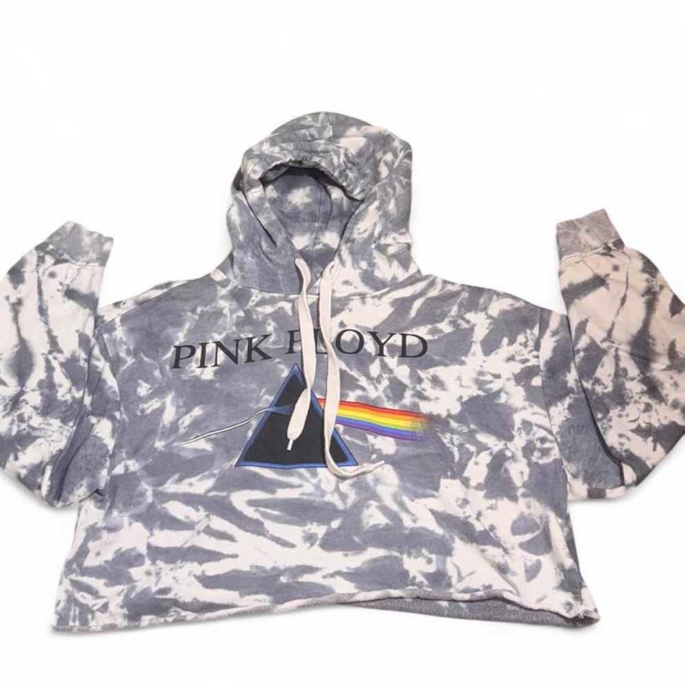 Pink Floyd Gray and White Tie-Dye Hoodie